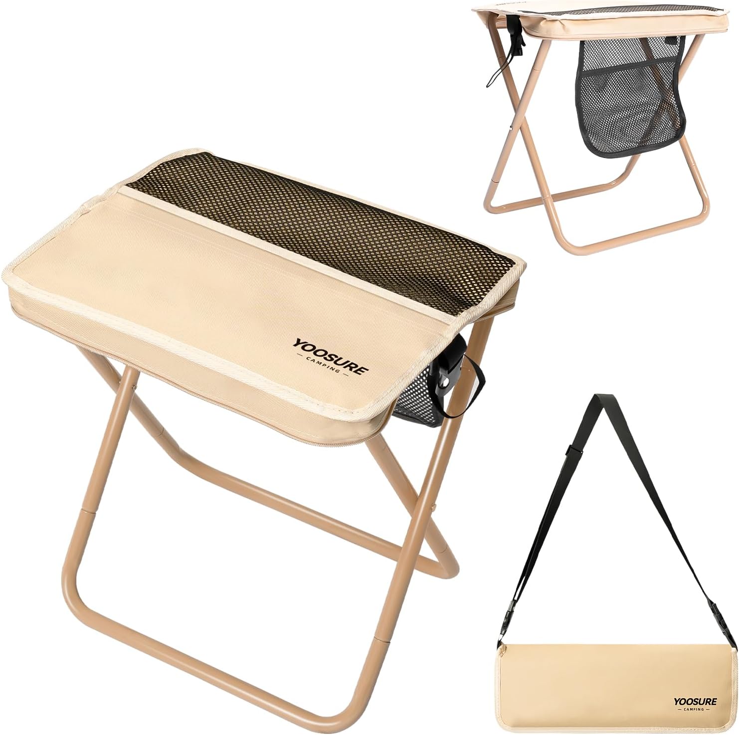 Yoosure 16" Extra Tall XL Portable Chair for Adults, Collapsible Purse Chair Heavy Duty Camp Seat with 3 Storage Pockets for Fishing Hiking Gardening, Lightweight Travel Purse Stool