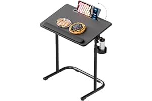 KVRG TV Tray Table,Extra Large with Wrist Rest,Snack Table with Height Adjustment & 90° Adjustable Tilt Angle,TV Dinner Table with Cup Holder for Sofa,Bedside,Laptop,Work,Eating-Black