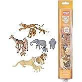 Wild Republic African Family Animal Figurines Tube, Zoo Animal Toys, Elephant, Lion, Giraffe and Cheetah Families Collection