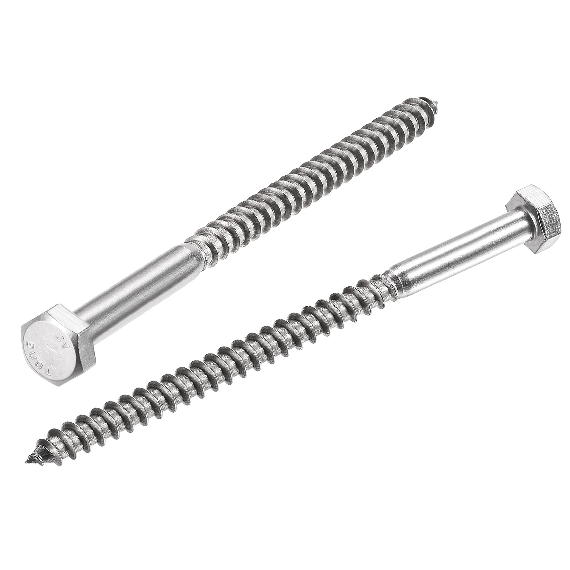 sourcing map Hex Lag Screws, M8 x 120mm 304 Stainless Steel Half Thread Self-Tapping Bolts for Wood Screw 10Pcs