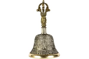 ASHIRWAD Tibetan Hand Bell 4, 5 & 6 inches for Meditation & Prayer Dorje Vajra (6 inches)