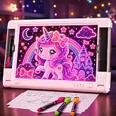 Rechargeable LED Drawing Board, 15 Inch 9-Color Light Modes Neon Art Light Up Writing Tablet Tracing Pad for Kids, Sketching Gift Toy for Teens, 6 Markers, 10 Tracing Sheets