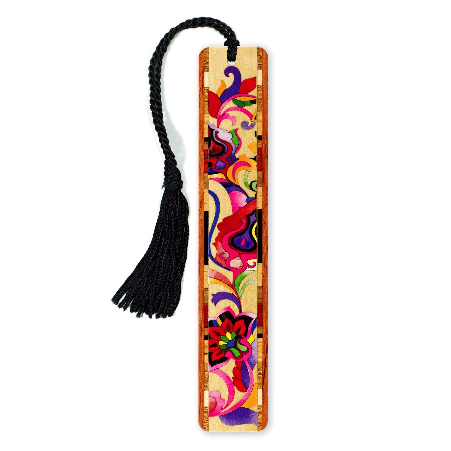 Handmade Wooden Bookmark Floral Bright Colorful Flowers - Also Available with Personalization - Made in USA