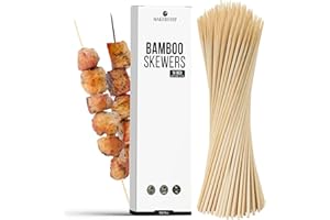 Makerstep Natural Bamboo Skewers for BBQ. Appetizer, Kebab, Fruit, Cocktail for Drinks. Thick and Sturdy. More Size Available (6"/8"/10"/12"/14"/16") 100 Pack (14 Inch)