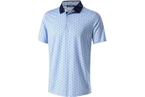 TRUSMOL Golf Shirts for Men Dry Fit Performance Print Short Sleeve Moisture Wicking Golf Polo Shirts