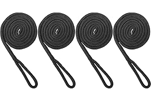 Fender Lines 4 Pack 1/2 Inch x 10 ft Premium Boat Fender Lines with 6" Eyelet, Double Braid Nylon Boat Bumper Rope/Boat Fender Rope, Dock Lines Boat Ropes for Docking Boat Lines Dock Ties,J-FM TWNTHSD