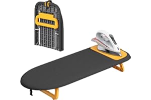APEXCHASER Ironing Board Foldable with Orange Silicon Iron Mat, Tabletop Small Iron Board with Heat Resistant Cover, Portable