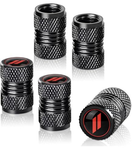 IPick Image Dodge R/T Logo Tire Valve Stem Caps – Black On Black Hexagon Aluminum Caps, Set Of 4