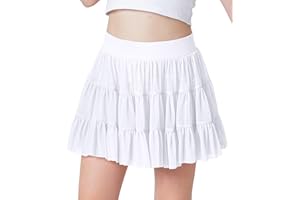 IIMMER Girls Summer Ruffle Mesh Pleated Tennis Skirt Inner Shorts Flowy Cute Athletic Skort with Pockets 5-14 Years