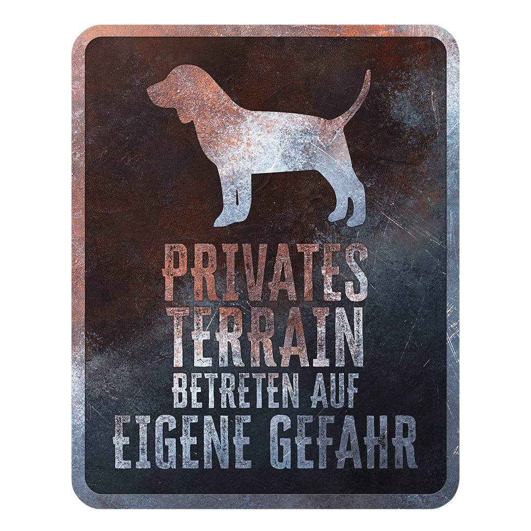 D&D Home, Warning Sign 25 x 20 x 0.3 cm German Version Black Background Metal Warning Sign Rust Resistant Funny Text