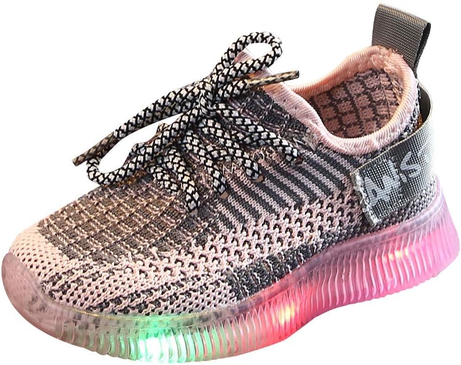 Baby Boys Girls LED Light Up Flashing Sneakers Shoes, Summer Comfortable Soft Knit Footwear for Toddler/Little Kid