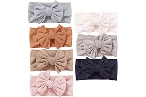 Mookiraer Baby Girls Headbands with Bows Handmade Hair Accessories Stretchy Hairbands for Newborn Infant Toddler Baby Essentials (Figure 7pcs)