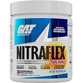 GAT SPORT NITRAFLEX Burn, Blue Raspberry, 7.23 oz (30 Servings) | Thermogenic Pre-Workout Energy Supplement Drink Mix with Nitrosigine &amp; Caffeine Anhydrous*