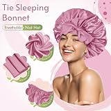BONNET QUEEN Silk Bonnet Sleeping Cap for Curly Hair Medium Light Rose Gold view 3
