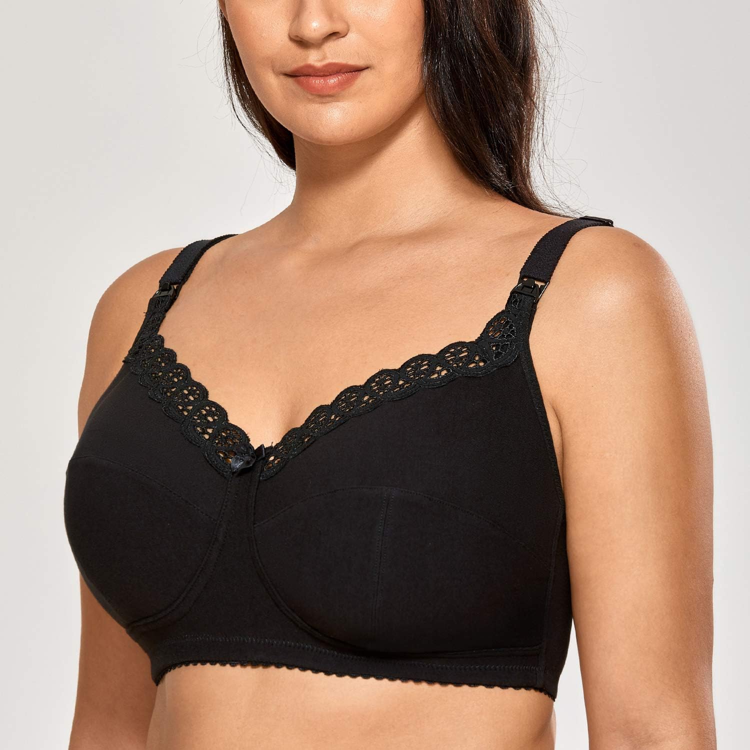Gratlin Women's Lace Plus Size Cotton Wireless Maternity Nursing Bra for Breastfeeding at  Women’s Clothing store