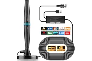 HOYIGO TV Antenna, TV Antenna Indoor, TV Antenna for Local Channels, Digital TV Antenna for Smart tv Indoor, Support 4K 1080p with Signal Booster, Long Range HD TV Antenna