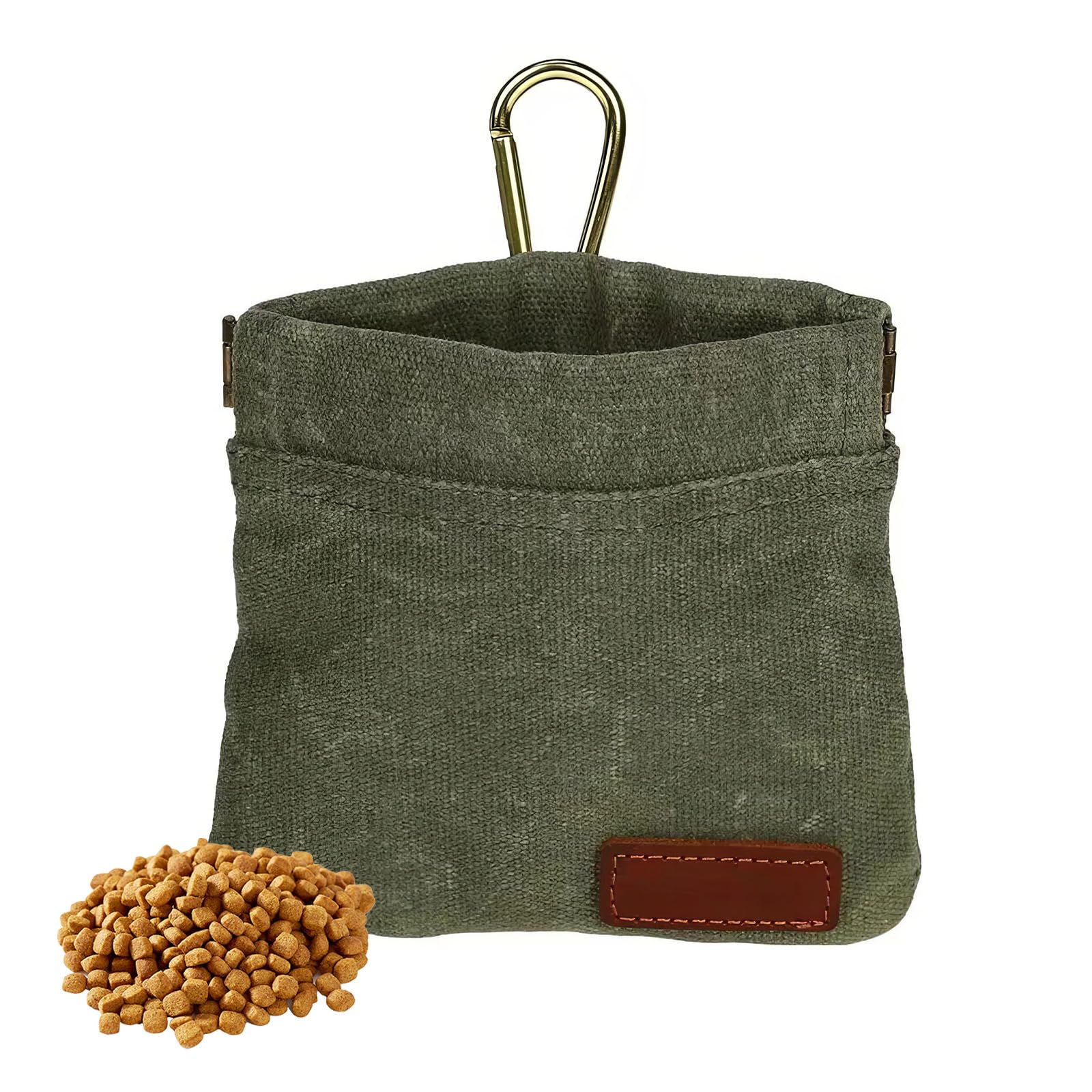maxtachi Small Dog Treat Bag, Portable Dog Training Treat Pouch with Carabiner, Hand-Free Auto Closing Dog Walking Bag, Treat Pouch for Dog Training for Dog Training, Daily Use