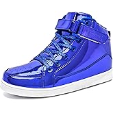 IGxx Sequins Shoes for Kids Boys Fashion Sparkle Gold Bling Shiny High Top Sneakers Girls Hook&Loop