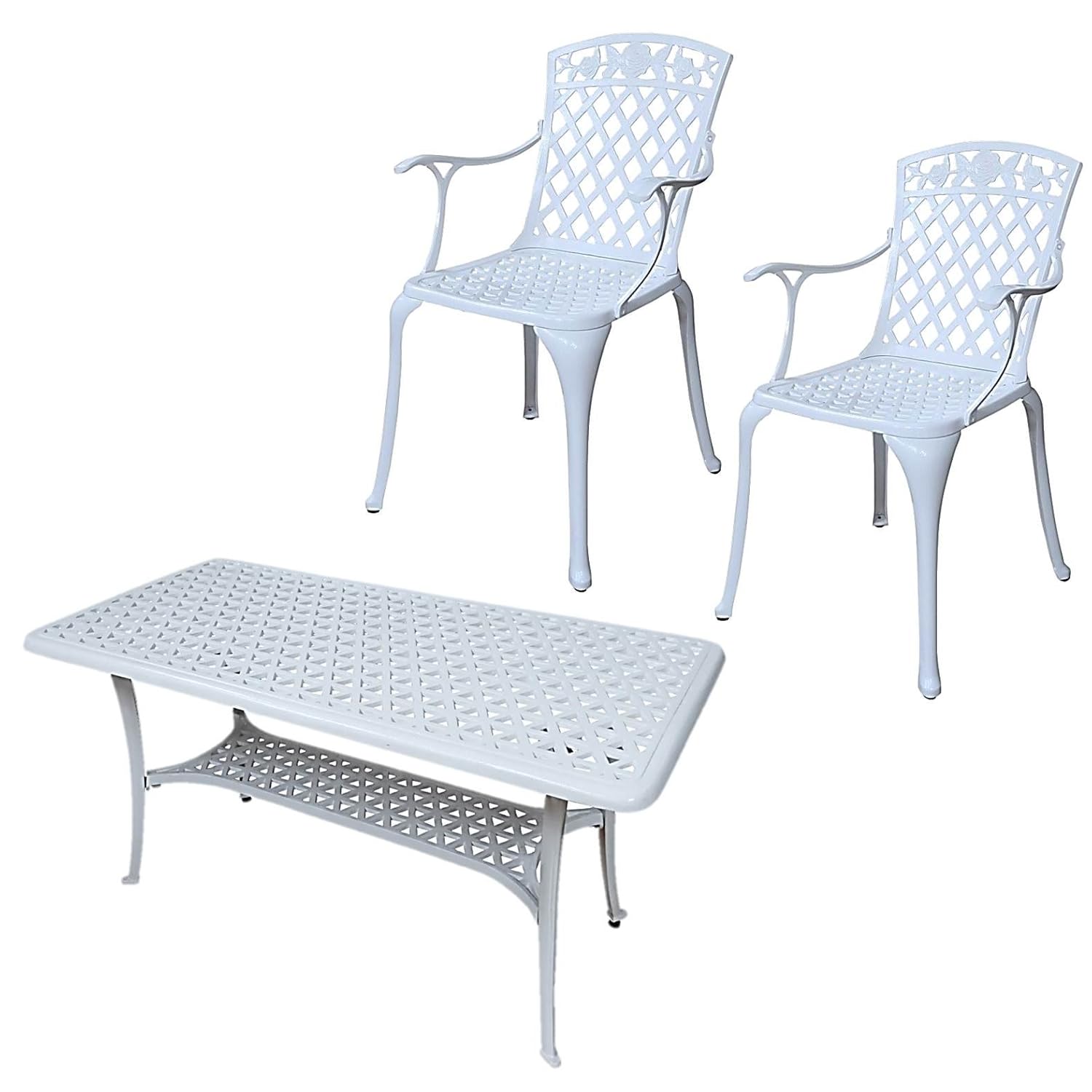 Lazy Susan - CLAIRE Rechteckiger Garten Beistelltisch mit 2 ROSE