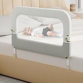 omzer Toddler Bed Rail Guard - 32" Foldable Safety Side Bed Rail for Baby | Fits Twin/Full/Queen/King &amp; 2-13" Mattress | One-Button Fold | Gapless Safety | Dual Child Lock | Soft Sponge Guard