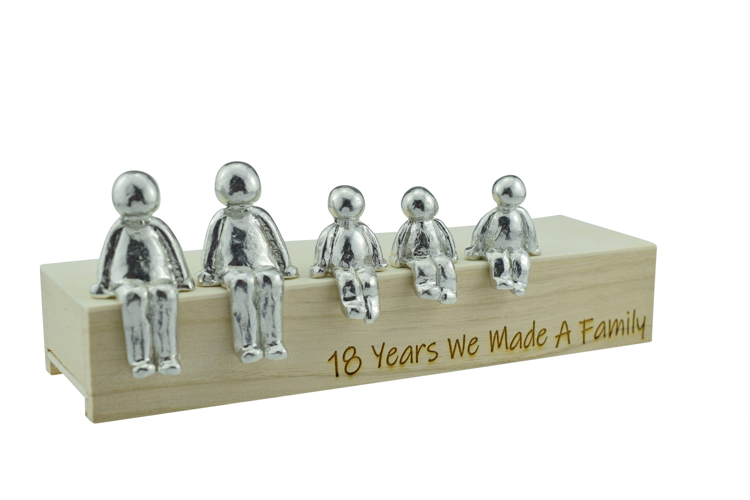 Pirantin 18th Anniversary Idea - 18 Years We Made A Family Metal Ornament - Choose Your Family Combination Box & Woodgrain May Vary(3 Children)