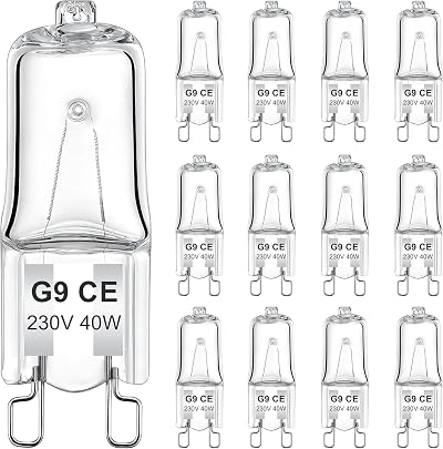 AUZOSL G9 Halogen Bulbs 40W Pack of 12 Dimmable 2700K Bright Light