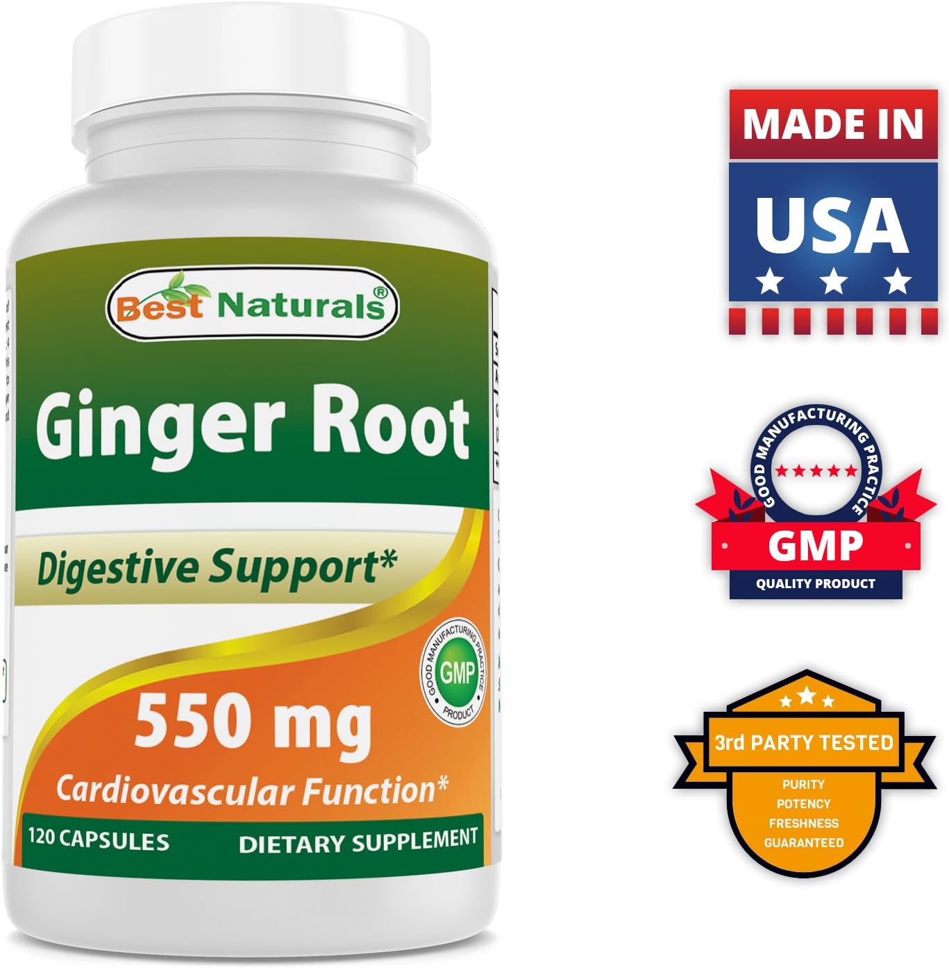 Best Naturals Ginger Root Capsules Supplement for Nausea and Motion