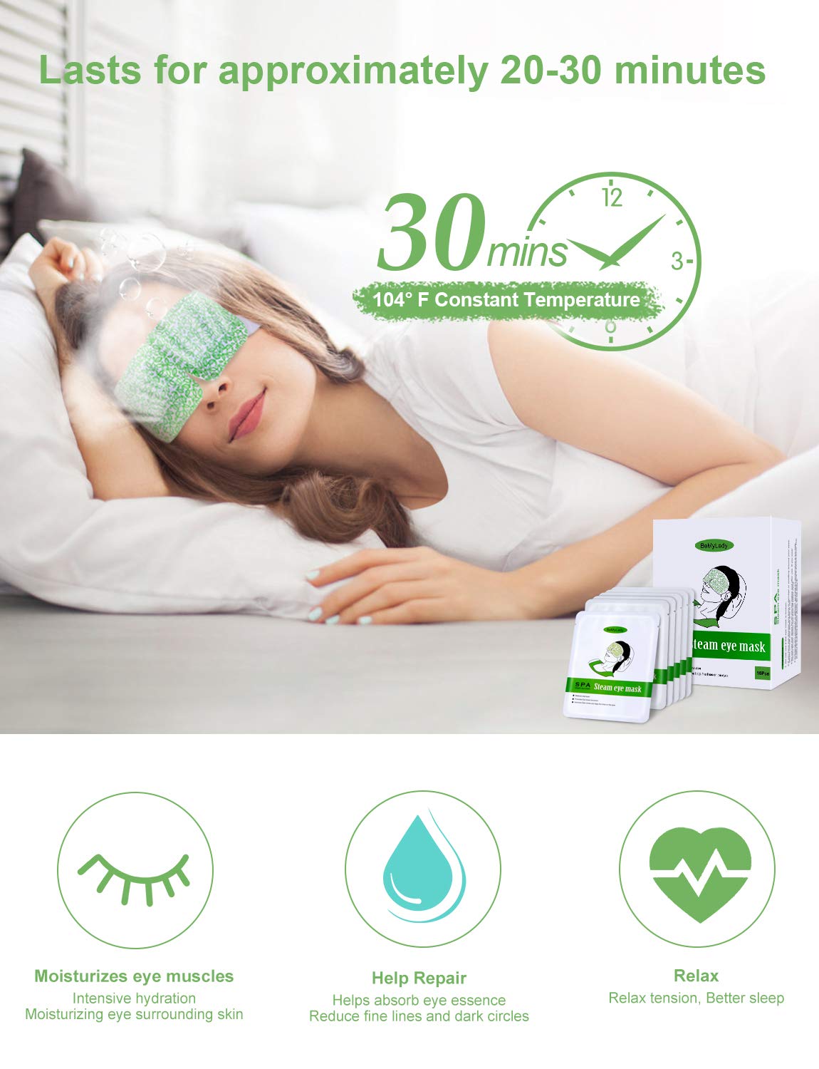 16 Packs Steam Eye Mask for Dry Eyes- Disposable Moist Heating Compress Pads for Sleeping, Relief Eye Fatigue : Beauty