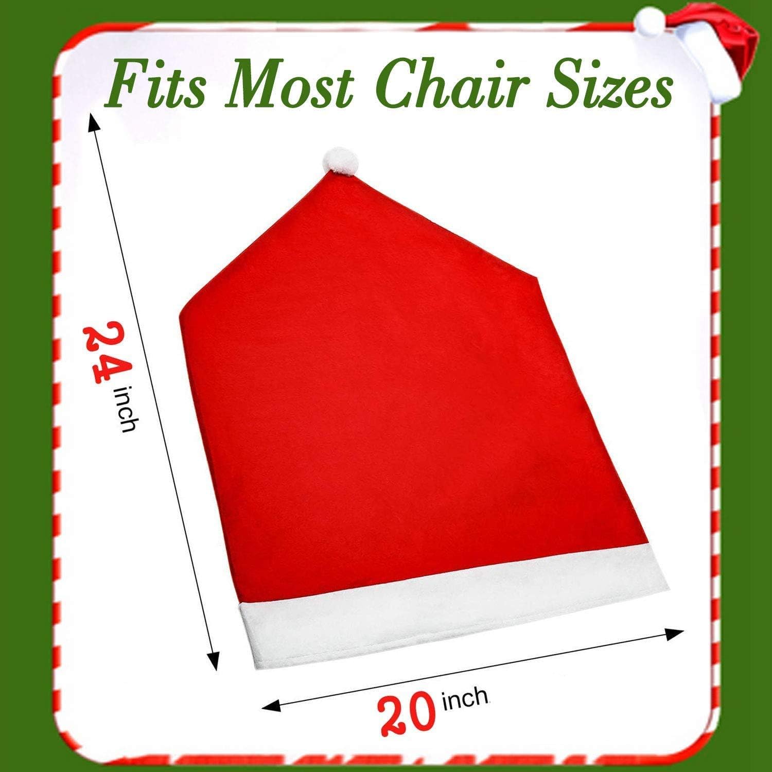 6 PACK Christmas Chair Covers Christmas Decoration Santa Hat Chair Back Covers Xams Chair Covers Caps Slipcovers Set for Christmas Festive Home Dinner Christmas Table Decoration Kitchen Party Decor: Home & Kitchen
