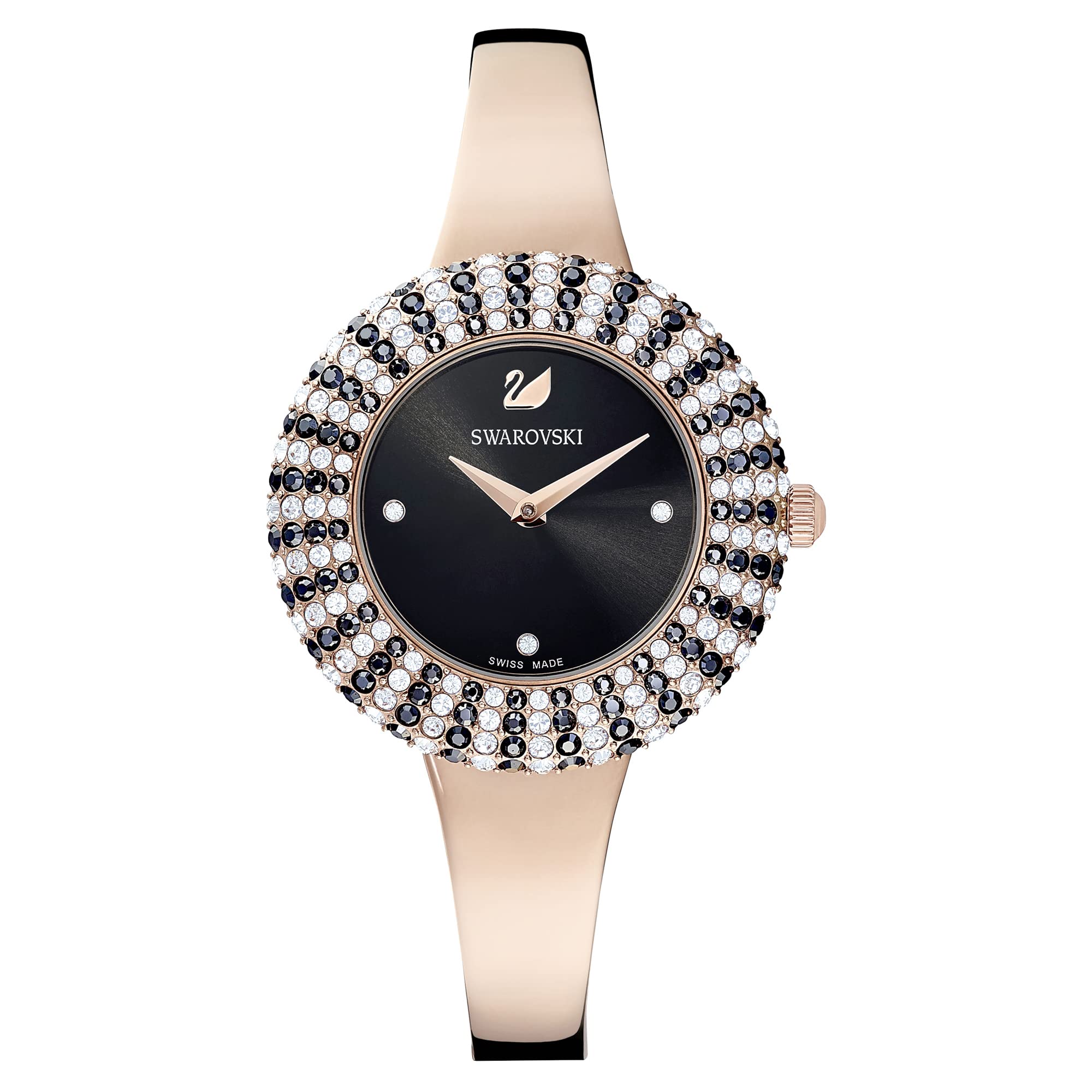 Swarovski Swarovski Crystal Rose Watch, Metal Bracelet, Black, Rose Gold-Tone Finish