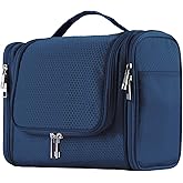 Buruis Large Toiletry Bag for Women and Men, Hanging Travel Bag for Makeup, Cosmetics, Shaving, Toiletries, Water-Resistant Dopp Kit for Gym, Camping, or Daily Use, Blue