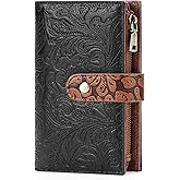 GOIACII Women's Wallet RFID Blocking Trifold Ladies Travel Wallet Purse with Coin Zipper Pocket Black & Brown