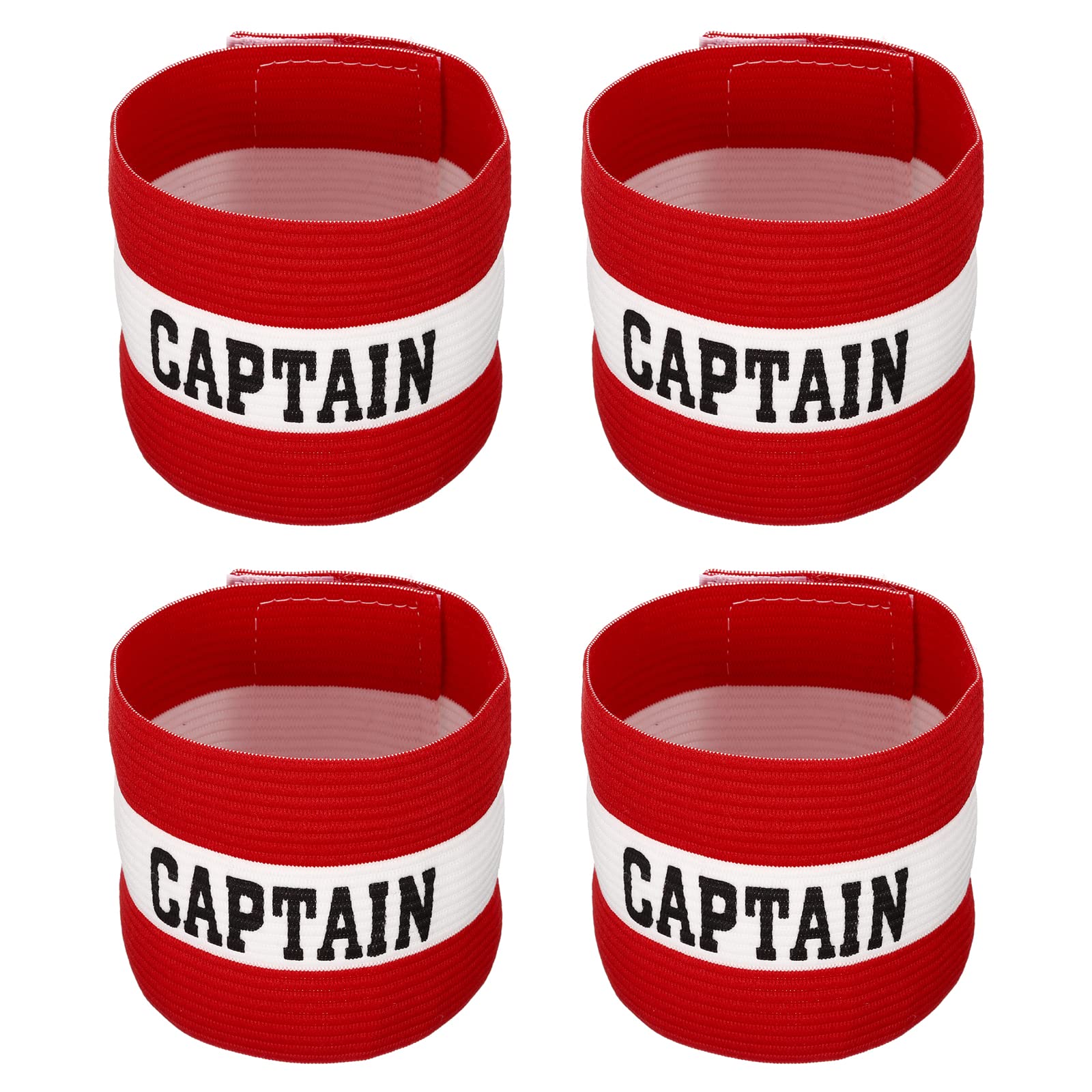 PATIKIL Captain's Armband, 4 Pack Elastic Arm Band for Soccer Team Training, Red