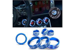 Polodunn Interior Accessories Compatible with Toyota GR86 & Subaru BRZ 2021 2022 2023 2024 2025 - A/C, Volume, Rearview Mirror Knob Cover, Push Start Button, Aluminum Alloy Decorative 7Pcs/Set (Blue)