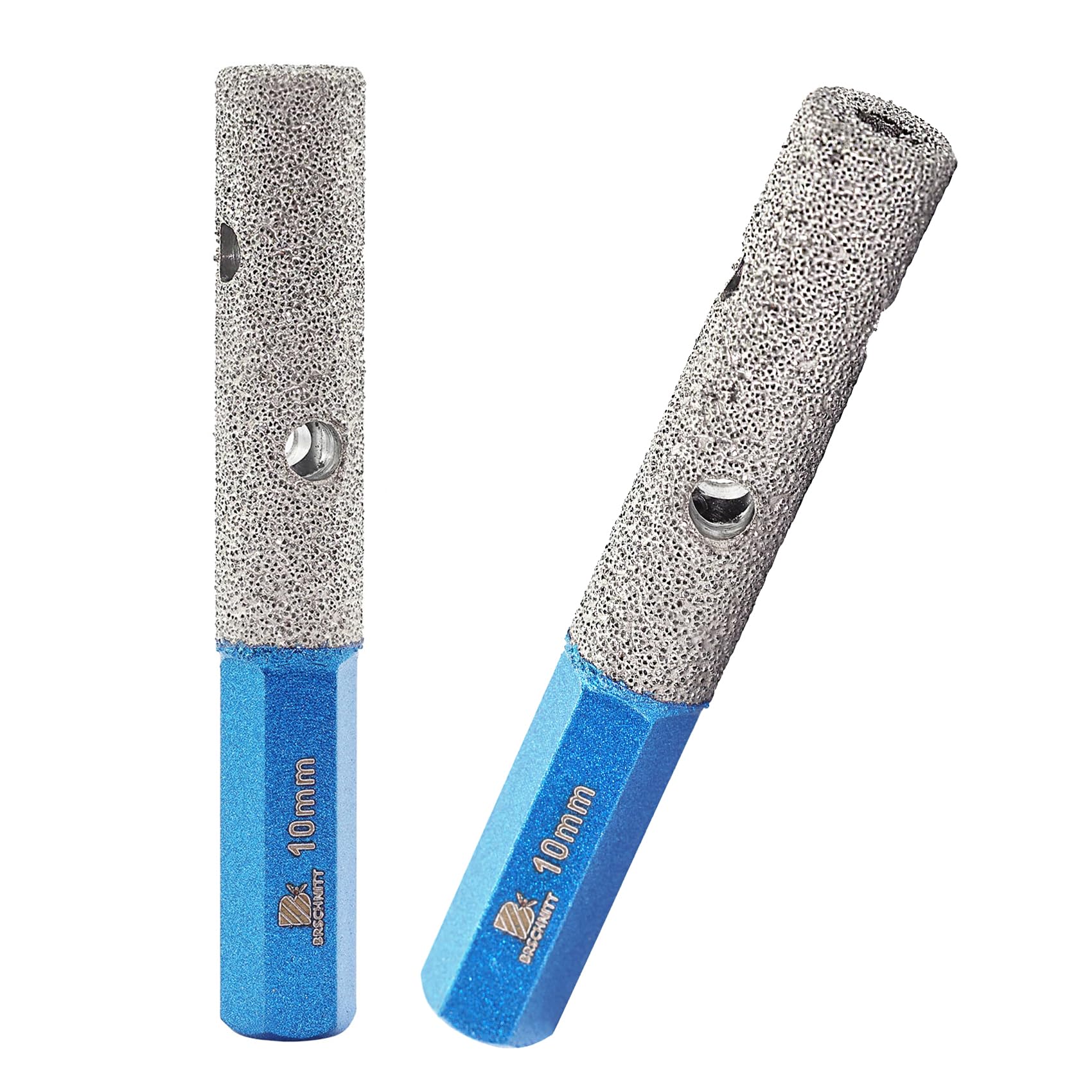 Diamond Finger Milling Bits 10mm - BRSCHNITT 2pcs Dry Core Drill Bit for Enlarging Shaping Existing Holes of Porcelain,Hard Ceramic,Granite,Marble hex shank