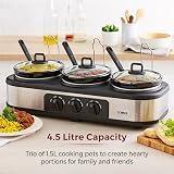 Tower T16015 Three Pot Slow Cooker with Independent Controls 4.5L Stainless view 4