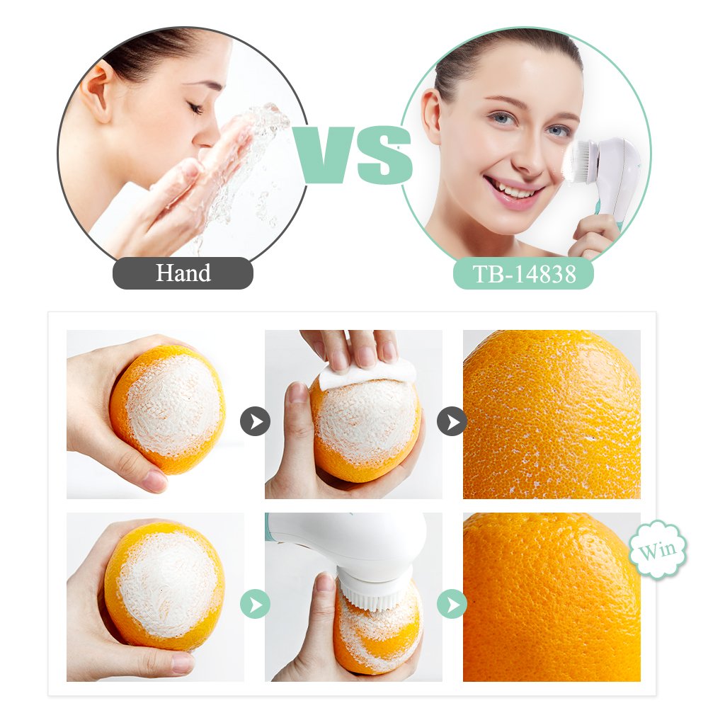 TOUCHBeauty Facial Cleansing Brush with Travel Case Deep Pore Spin Brushes for Oil/Sensitive/dry Skin, Waterproof Skin Cleansing Exfoliating Massaging Device Battery Powered TB-14838: Beauty