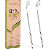 Dental Mirror Stainless Steel with Handle 6.5", Dentist Tool for Teeth Cleaning Plaque, Mouth Inspection, Lash Extension Mirror, Eyelash Extensions Dental Mirror Inspect Instrument Makeup - Pack of 2