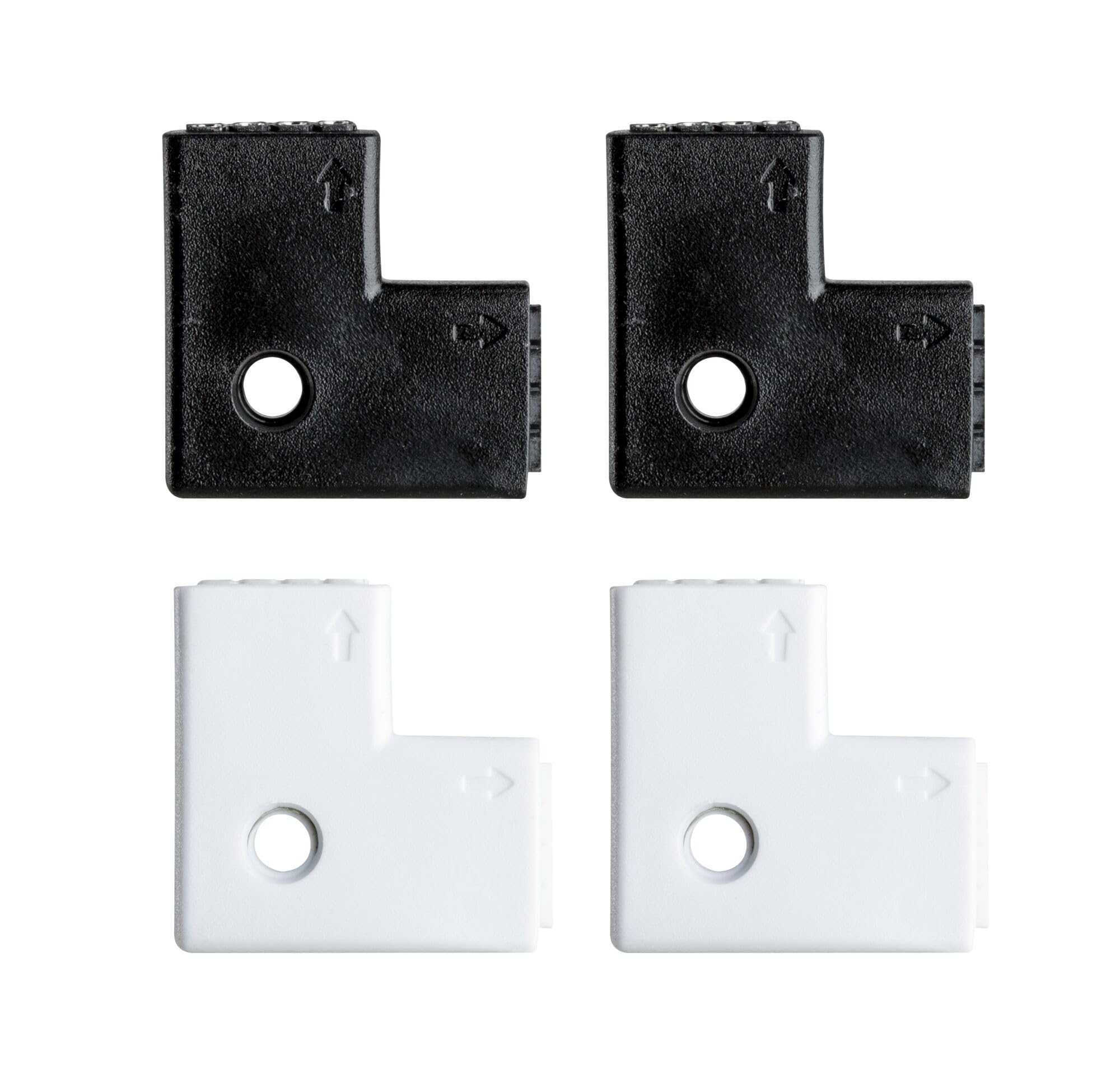 Paulmann 70599 YourLED 90° Corner Connector for LED Strip 4-Pack Strip Accessory White Black Plastic 2X White 2X Black incl. 4-Way pin