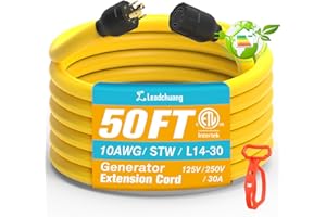 Leadchuang 30 AMP Generator Cord - 50 FT 4 Prong 30 AMP 125/250V Generator Power Cord 10 Gauge Generator Cord, 10 Gauge Generator Extension Cord 50 FT STW 7500 Watts with L14-30 Plugs ETLcertification