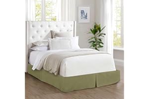 Elegant Comfort Bed Skirt/Dust Ruffle, Pleated Tailored 14" Drop, King, Sage-Green