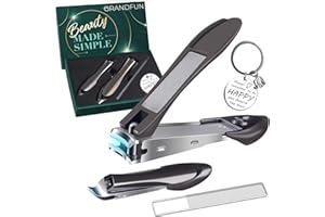 GRANDFUN Nail Clippers for Men Women with Catcher, No Splash Fingernail Toenail Clipper Set for Seniors Dad Cool Gifts for Christmas Birthday Ideas Ultra Sharp Sturdy Heavy Duty Self-Collecting Toe Nail Cutter