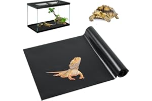 Mechpia Bearded Dragon Tank Accessories, Reptile Carpet Bedding Reptile Mat Terrarium Substrate Liner Tank Flooring Habitat Accessories for Gecko, Snake, Tortoise, Lizard, Iguana (18"X 79" Black)