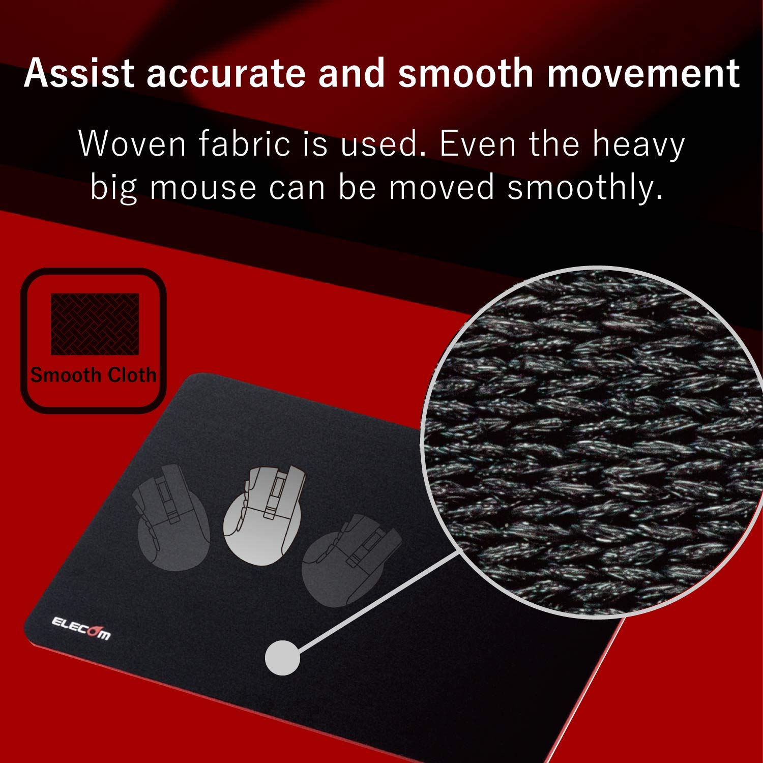 ELECOM Gaming Mouse Pad DUX Medium Size/Precise Control/Non-Slip Rubber Base/Anti Skid Black MP-DUXSBK