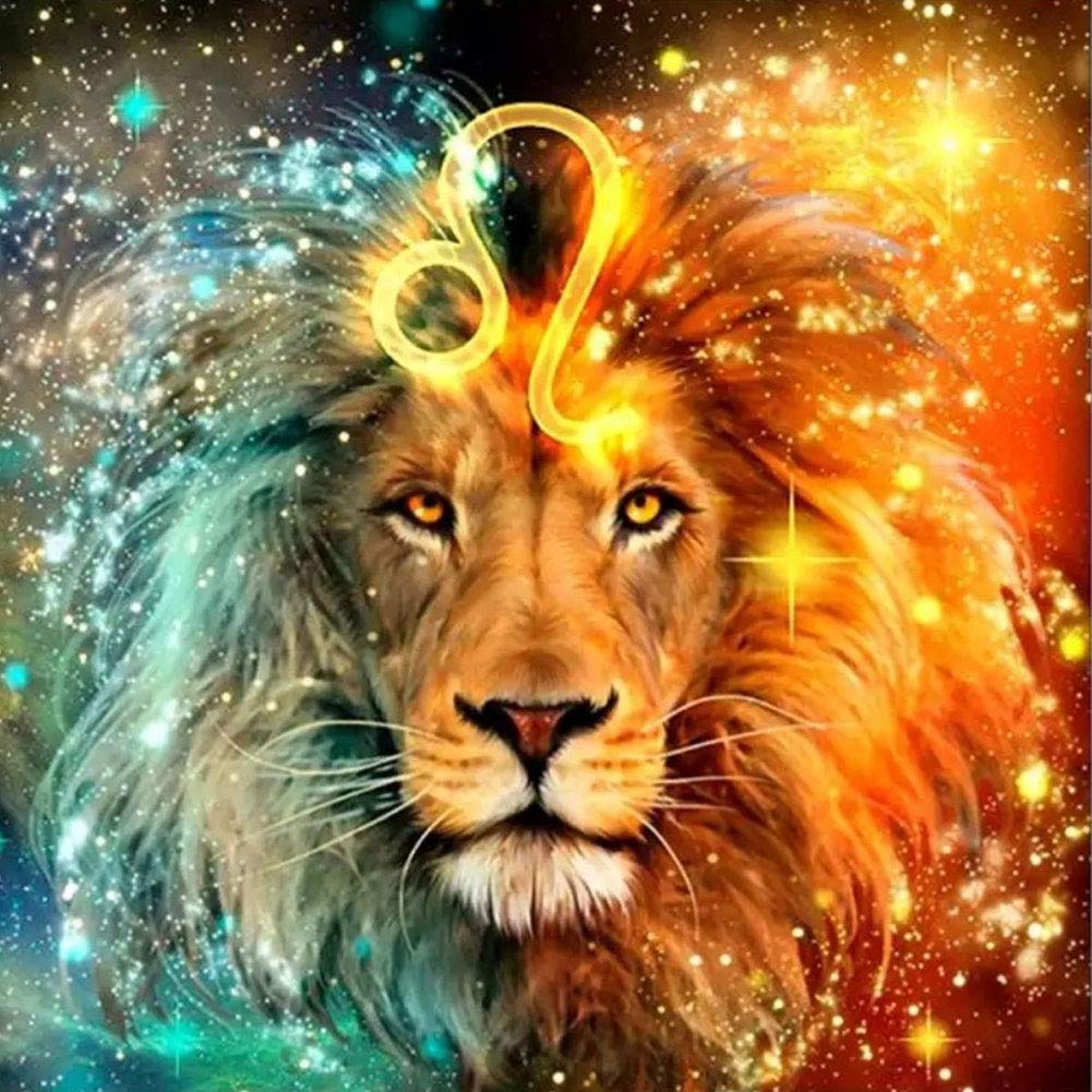 ABEUTY 5D Diamond Painting DIY Full Drill Rhinestones, Zodiac Sign Leo, Paint with Diamonds Crystal Diamond Art Kits (Leo)