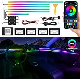 Acrylic Interior Car LED Strip Light with Wireless APP, RGB Dreamcolor 6 in 1 with 175 inches 593 LEDs Fiber Optic Ambient Lighting Kits, 16 Million Colors Sound Active Function Car Neon Lights