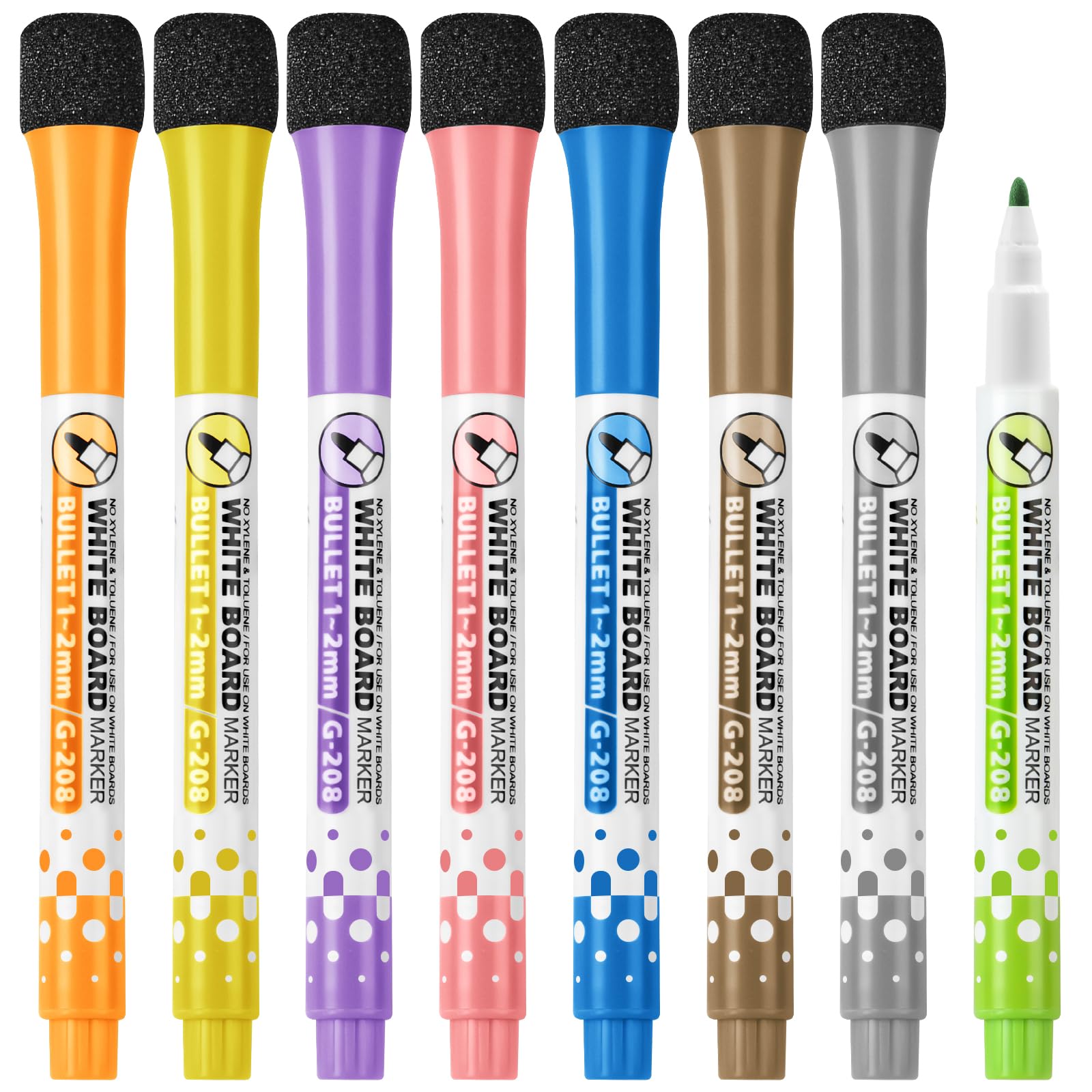 OFFCUP Magnetic Dry Erase Markers, 8pcs Magnetic Whiteboard Pens, Whiteboard Markers Cap Marker Pens Wipe Eraser With Eraser Fine Tip Pen For Kids