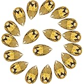 Teardrop Rhinestones Sew on Flatback Rhinestones 24pcs 11X18mm Flat Back Crystal Rhinestone with Holes for Clothes Dress Crafts Garments,Gold