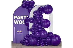 PartyWoo Royal Purple Balloons, 140 pcs Dark Purple Balloons Different Sizes Pack of 18 Inch 12 Inch 10 Inch 5 Inch Purple Balloons for Balloon Garland or Balloon Arch as Party Decorations, Purple-Y16