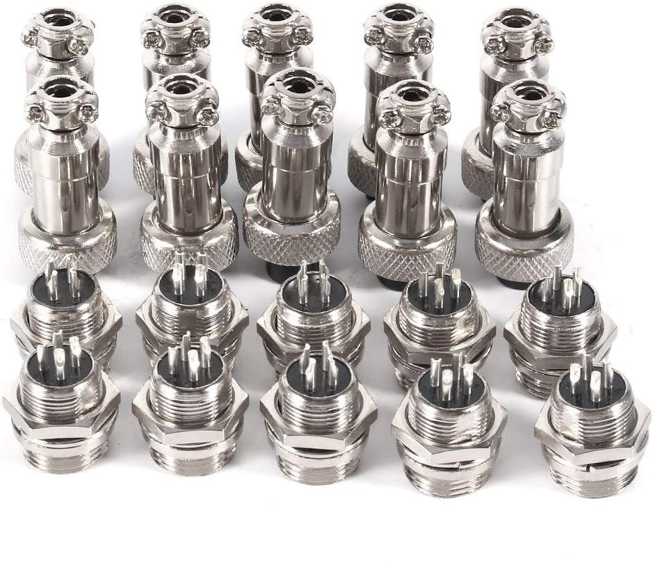 DAOKAI GX12 Aviation Stecker 5-Polig - Robuste Metall-Kabelverbinder Mit Wasserdichten Kappen (6 Stück Set)
